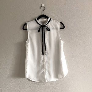 Sleeveless Bolo Tie Blouse